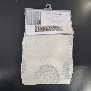 Cristina Cristina Flocked Shower Curtain with 12 Roller Hooks 72" x 72" NEW